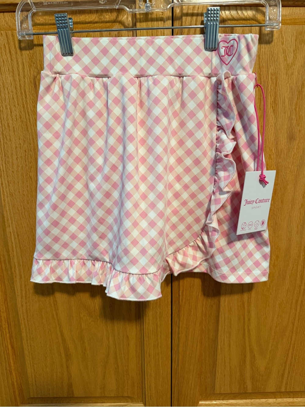 Juicy Couture Pink & White Gingham Ruffle Skort